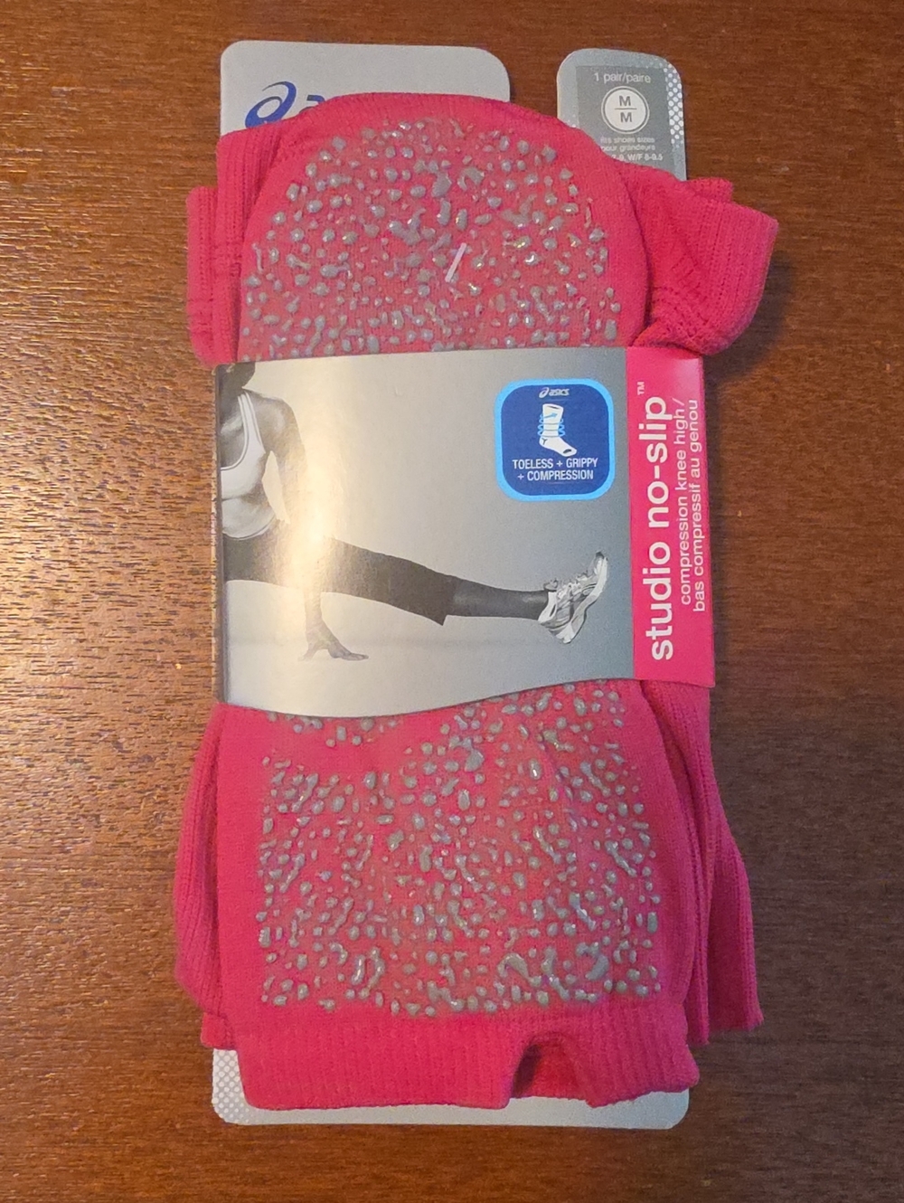 ASICS Studio No-Slip Grip Toe Socks in Bright Pink
